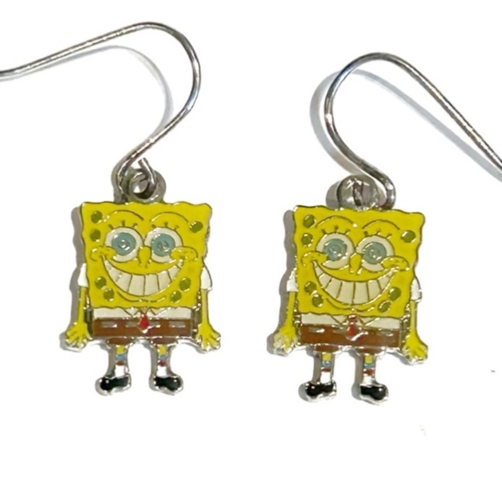 SpongeBob SquarePants Cartoon Dangling Earrings Y2K 2000s Nickelodeon Yellow Fun